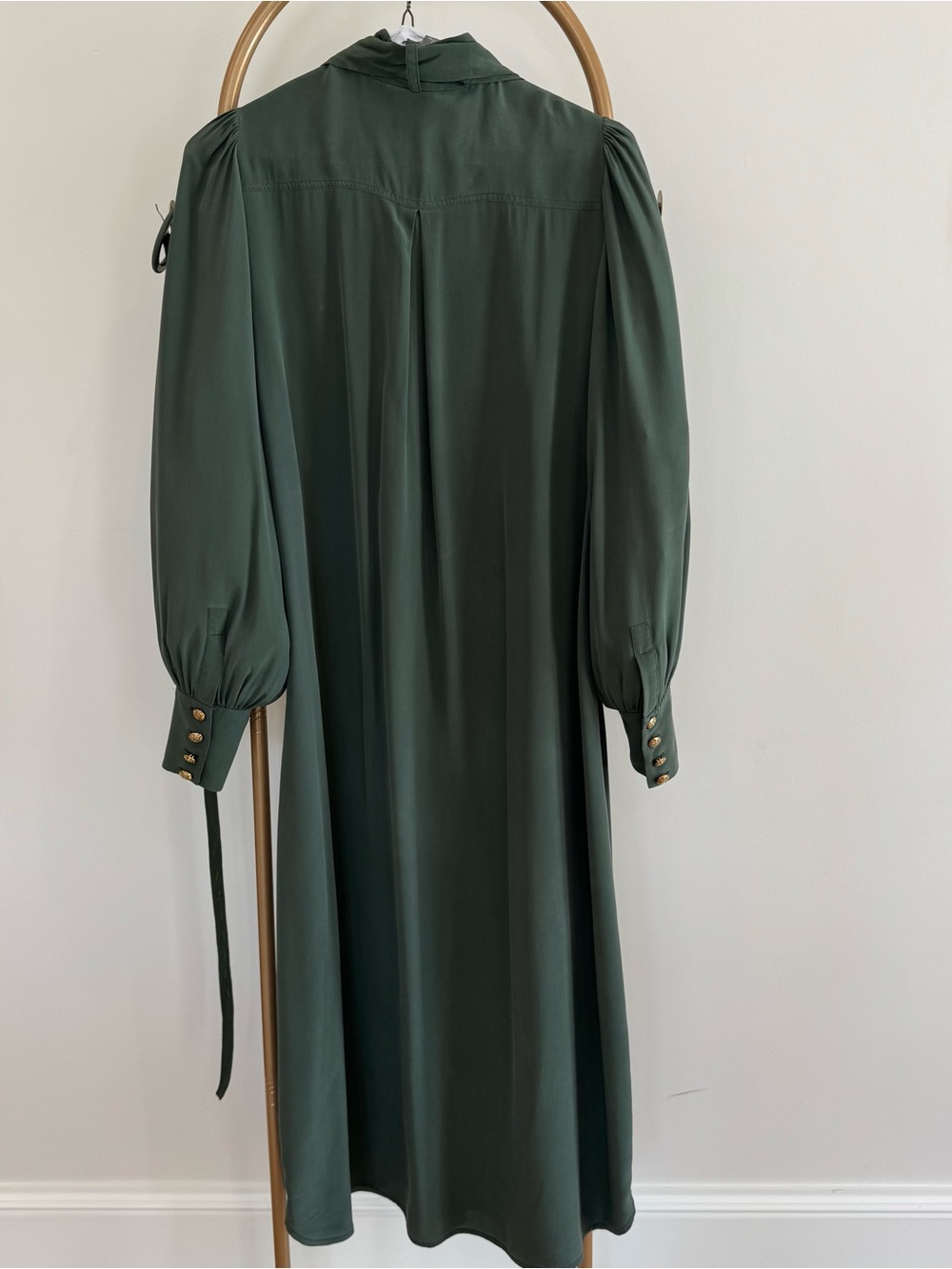 Zimmermann Forest Green Long Sleeve Tie-Neck Midi Dress - Picture 3 of 8